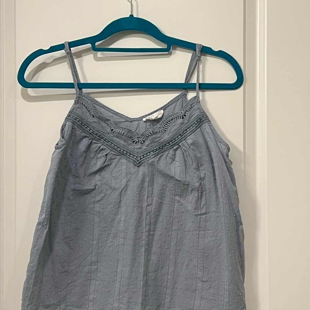 Women's Blue Lace Trim Top
